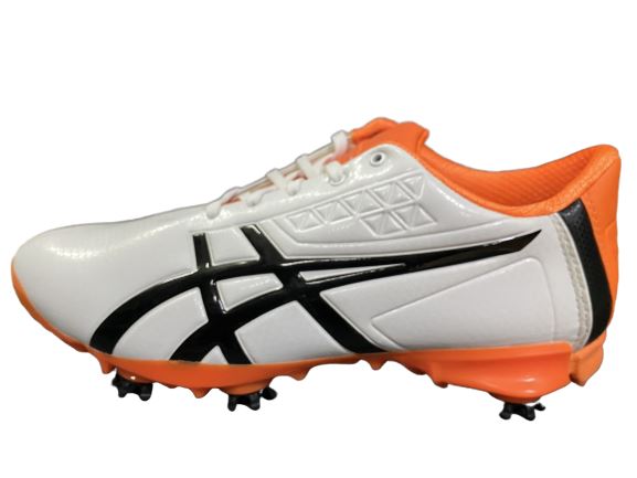 asics tgn909-0190男釘鞋 白黑/螢桔