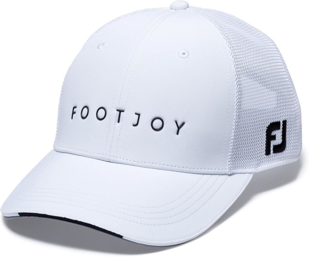 Footjoy透氣網眼高爾夫球帽(白色)